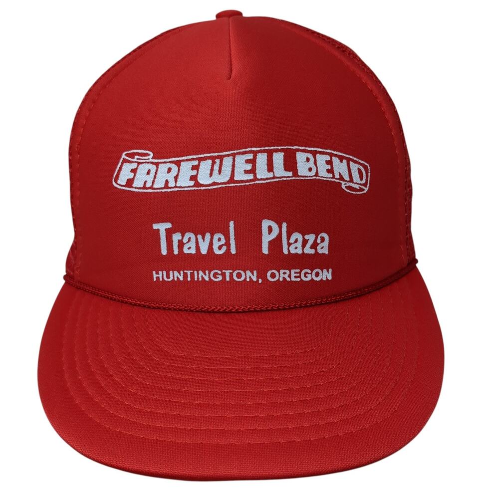 Farewell Bend Travel Plaza Huntington Oregon Trucker Cap Red OS Mesh Back Otto